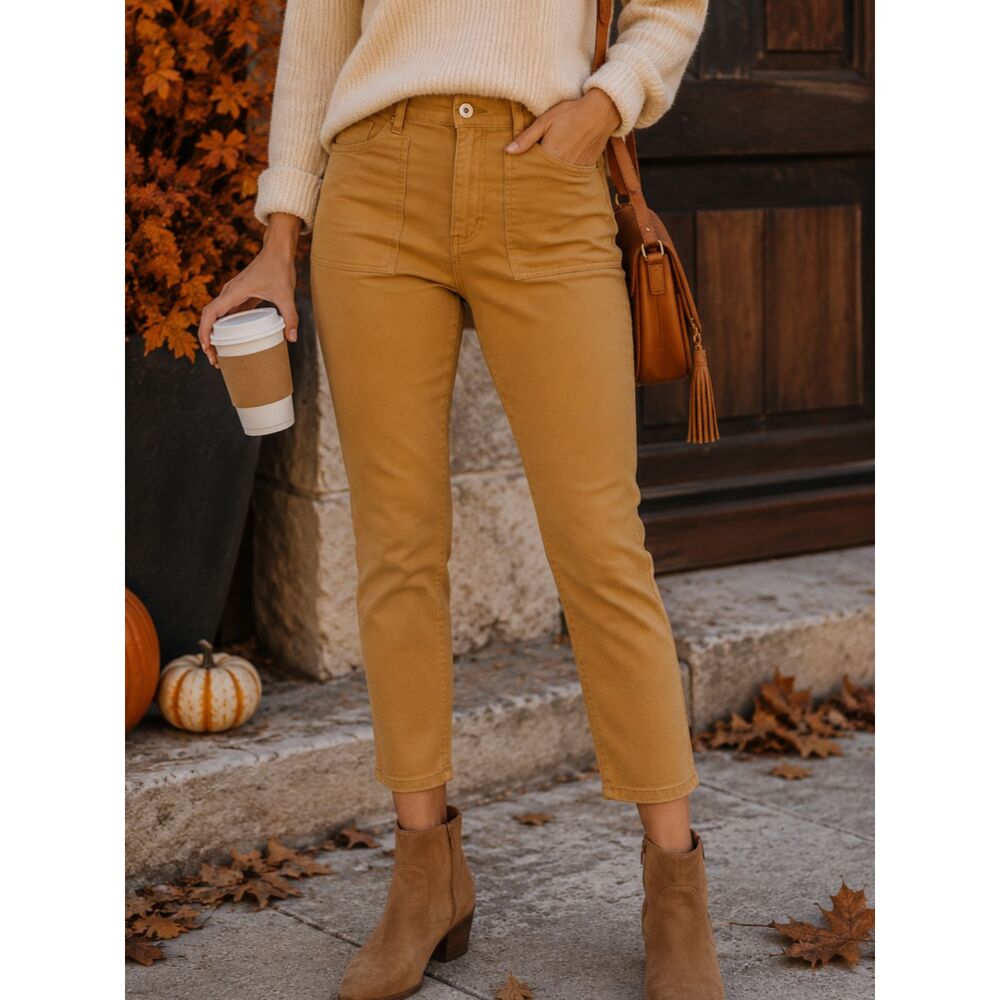NEW! Stitch Star Ankle Skinny Pants Women’s Size 10 Mustard Tan Stretch NWT